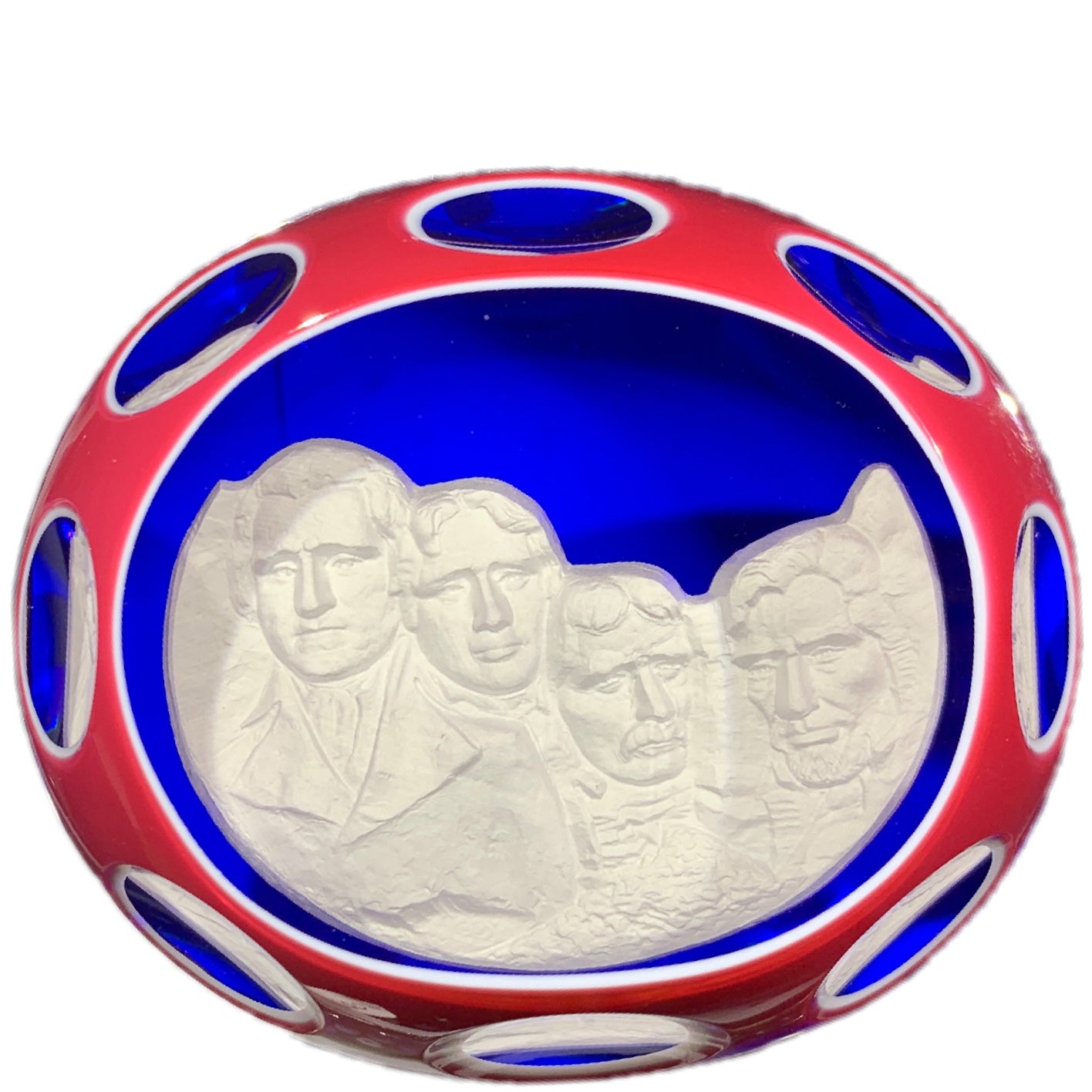 Large Modern Baccarat Mount Rushmore Sulphide with Faceted Triple Overlay