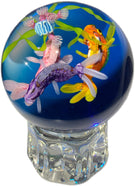 Large Ken Rosenfeld 2018 Lampwork Fish with Coral and Seagrass in a 360° Orb