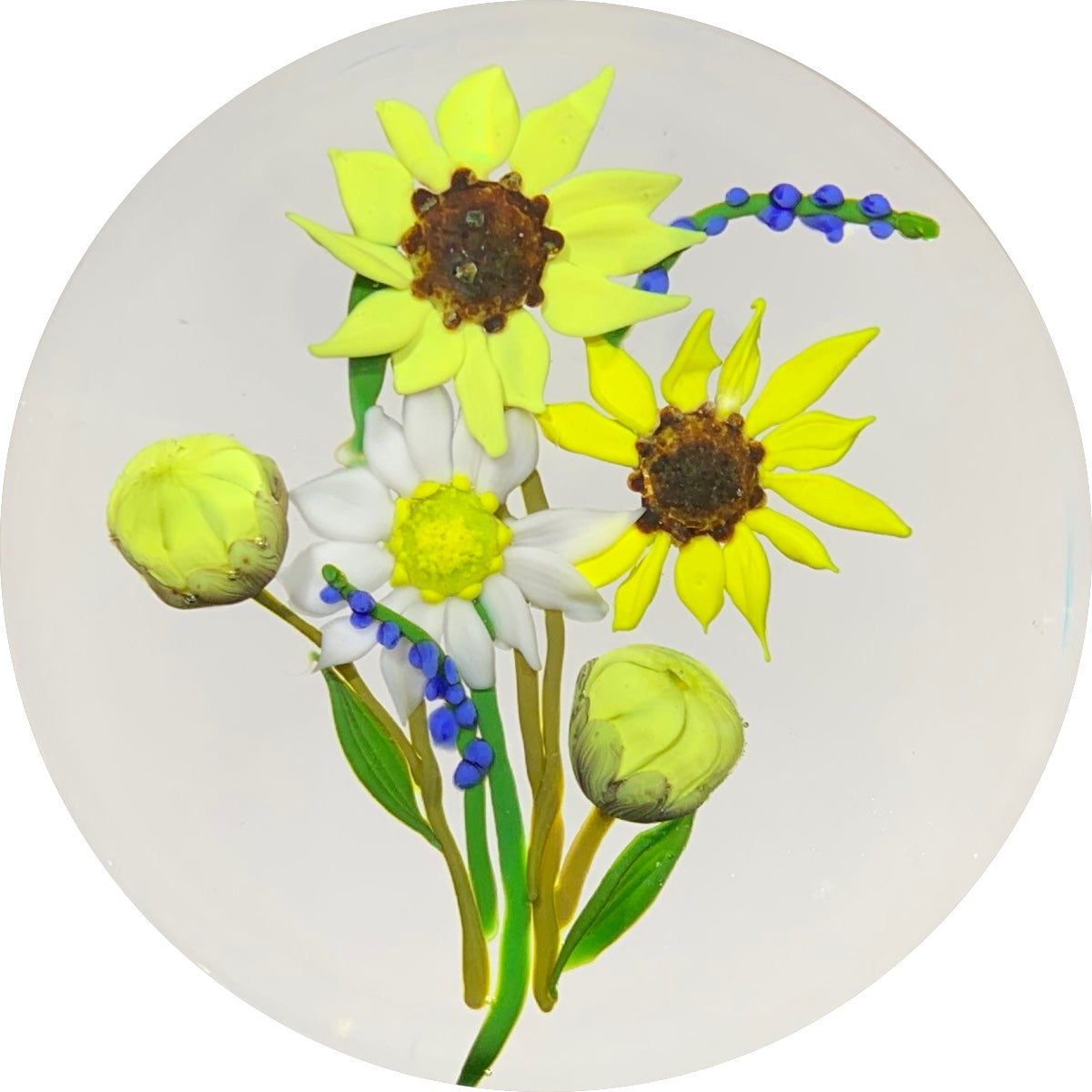 Paul Stankard 1982 Lampwork Wildflower Bouquet on Clear