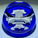 Baccarat Crystal Liberty Bell Sulphide on Blue Faceted Glass Paperweight