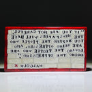 Mathieu Grodet Fused Murrine "Brick" with Human Rights Activists Malcolm X Quotation