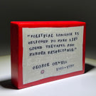 Large Mathieu Grodet 2021 Glass Art Murrine Paperweight Plaque George Orwell Quotation