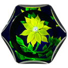 Faceted Saint-Louis 1970 Flamework Yellow Clematis Flower on Translucent Cobalt Blue Ground