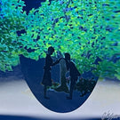 Alison Ruzsa Midnight Kiss on the Hand Painted Enamels in Clear with Faceted Transparent Blue Overlay