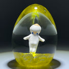 Maude And Bob St. Clair 1975 Hand-Painted Kewpie Doll Sulphide on Mottled Yellow Ground
