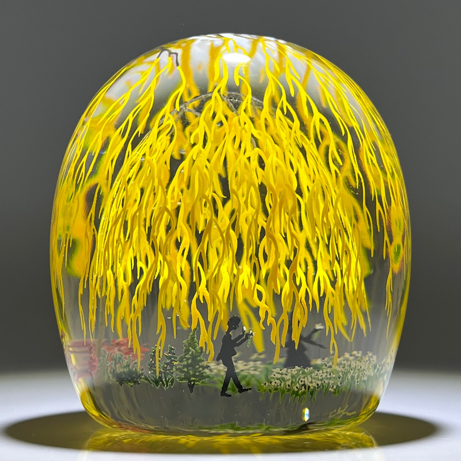 Alison Ruzsa 2021 He Loves Me/She Loves Me Encapsulated Hand-painted Enamels Glass Art Sculpture