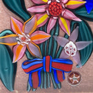 Mickael Hingant 2020 Flamework Flowers on  Mauve Plaque Cold-Work by Jim Poore