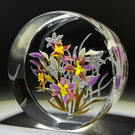 Cathy Richardson 2021 Engraved Queen of Sheba Orchids 1 of 1 Glass Art Paperweight