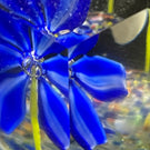 Faceted Bohemian/Czechoslovakian Glass Art Paperweight Colorful Upright Flowers