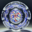 Antique Baccarat Art Glass Paperweight Faceted Closepack Millefiori Mushroom with Blue Torsade