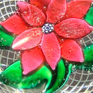 Antique New England Glass Company NEGC Lampwork Poinsettia on White Filigree Basket