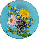 Gordon Smith 2020 Flamework Wild Flower Daisy Bouquet on Transparent Blue Star Cut Base