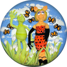 Clinton Smith 2021 Flamework Kermit The Frog & Miss Piggy with White Tulips and Monarch Butterflies