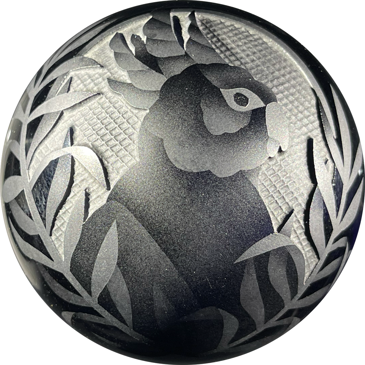 Orient & Flume 1983 Carved Cockatoo on Dark Transparent Cobalt Blue Blank