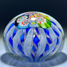 Early to Mid 20th Century Murano Millefiori Crown Paperweight with Blue Ribbon Twists