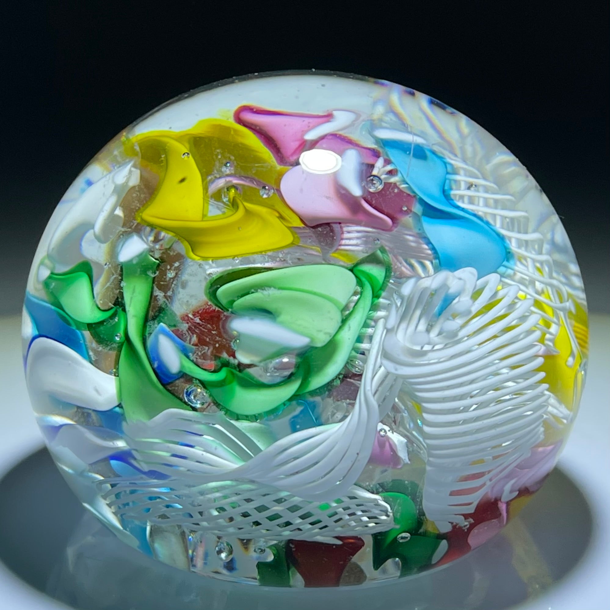 Vintage Murano Art Glass Paperweight Scramble With Colorful