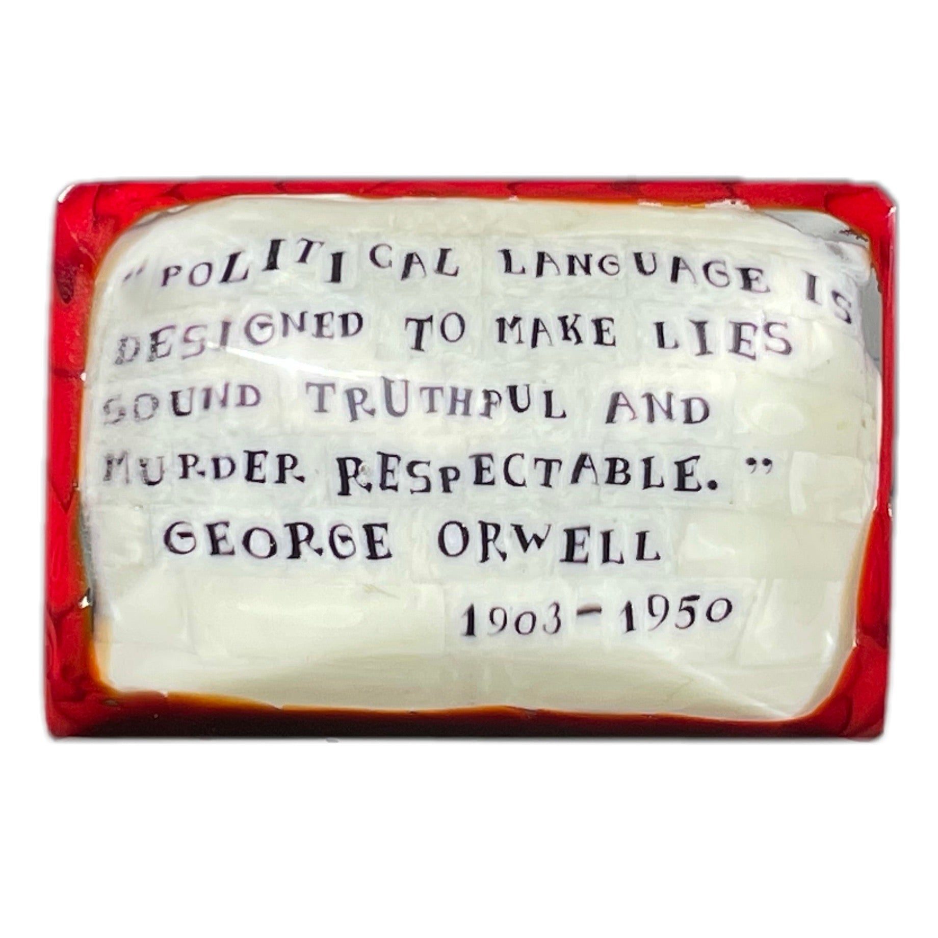 Mathieu Grodet Fused Murrine Paperweight Ingot with George Orwell Quotation
