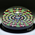 Rare Super Magnum Paul Ysart Glass Art Paperweight Concentric Complex Millefiori & Twists on Blue Ground