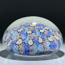 Large Murano Glass Art Paperweight Carpeted Closepack Millefiori with Spaced White Roses