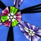 John Deacons J Glass Stretch Patterned Mandala Design on Opaque Blue Ground