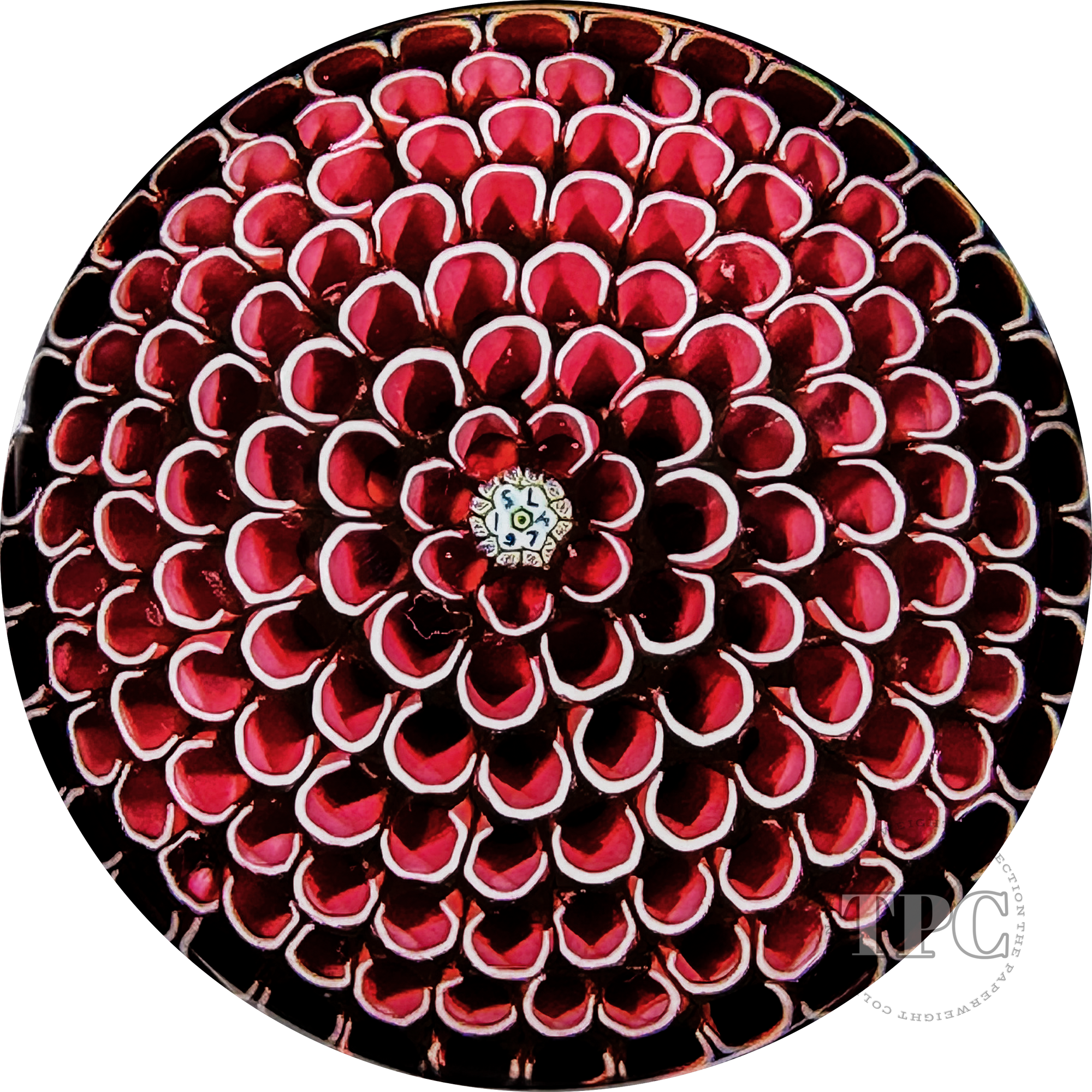 Saint-Louis 1974 Glass Art Millefiori Paperweight Ruby Red Honeycomb