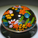 Colin Richardson 2022 Glass Art Paperweight Flamework Floral & Berry Crescent Bouquet "Asters in the House of Orange"