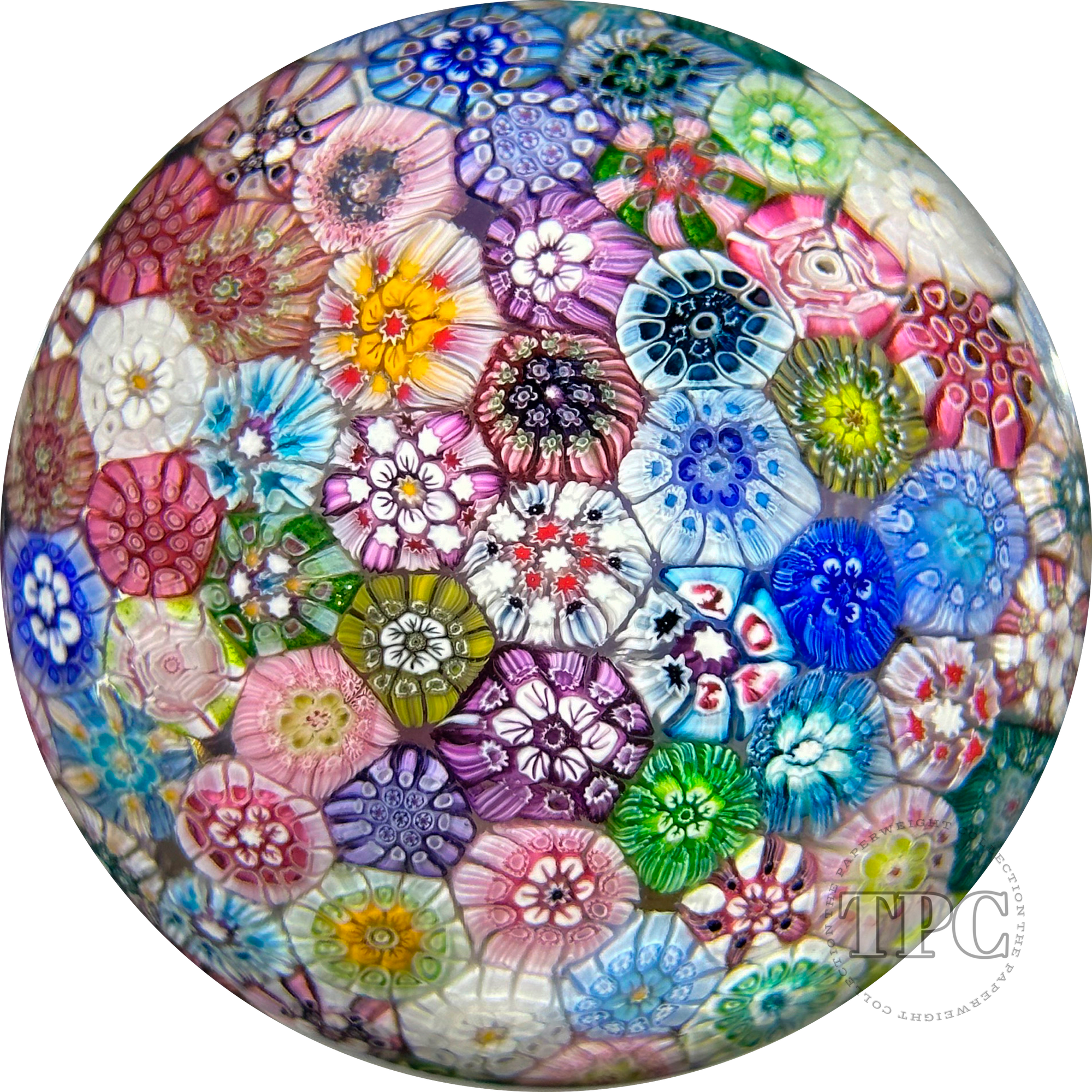 Tomasz Gondek 2022 Glass Art Paperweight Complex Closepack Cascading Millefiori with Roses