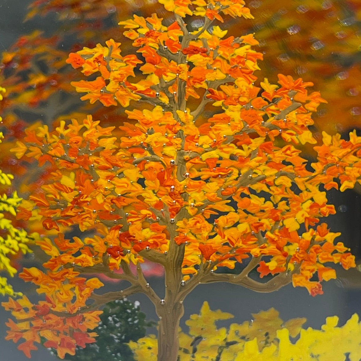 Alison Ruzsa 2019 Autumn Peacock Feeding Encapsulated Hand-paint Ename