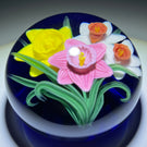 Signed Steven Lundberg 1999 Magnum Torchwork Daffodil Bouquet on Blue