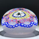 Baccarat Crystal 1974 L'Homme Au Fusil Gridel Hunter with Rifle Murrine Interlaced Complex Millefiori Garland & 17 Silhouettes on Upset White Muslin Lace