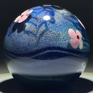 Signed Vandermark 1980 Torchwork Decorated Cherry Blossoms on Iridescent Blue