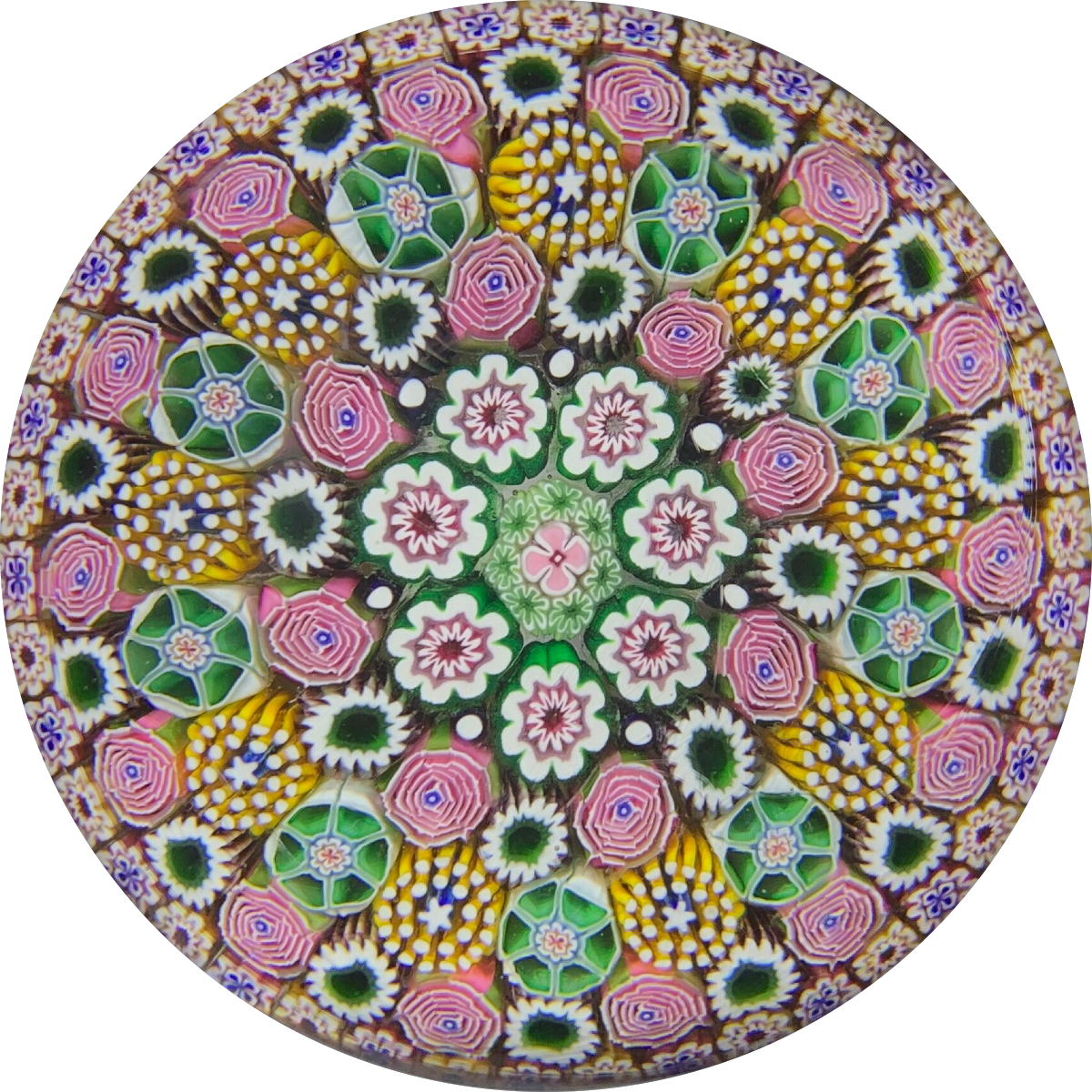 Damon MacNaught 2020 Magnum Concentric Complex Millefiori With Rose Canes in Gold & Pink Staves