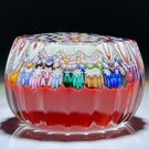 Miniature Peter McDougall Glass Art Paperweight Closepack Millefiori on Red with Fluted Sides