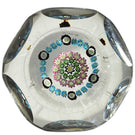 Antique Clichy Faceted Glass Art Paperweight with Open Concentric Millefiori