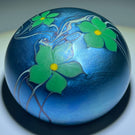 Orient & Flume 1975 Torchwork Surface Decorated Flowers on Iridescent Blue