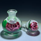 Vintage Charles Kaziun Jr. Pink Crimp Rose Paperweight Style Bottle