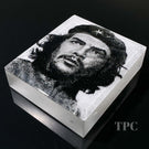 Trevor Beck 2023 Glass Art Paperweight Plaque Detail Monochromatic Frit Portrait of Ernesto "Che" Guevara