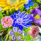Ken Rosenfeld 2021 Glass Art Paperweight Flamework Flower Bouquet with Pink Clichy Style Roses