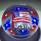 Antique Union Glass Co. Magnum Patriotic Lampwork American Flag with Garland