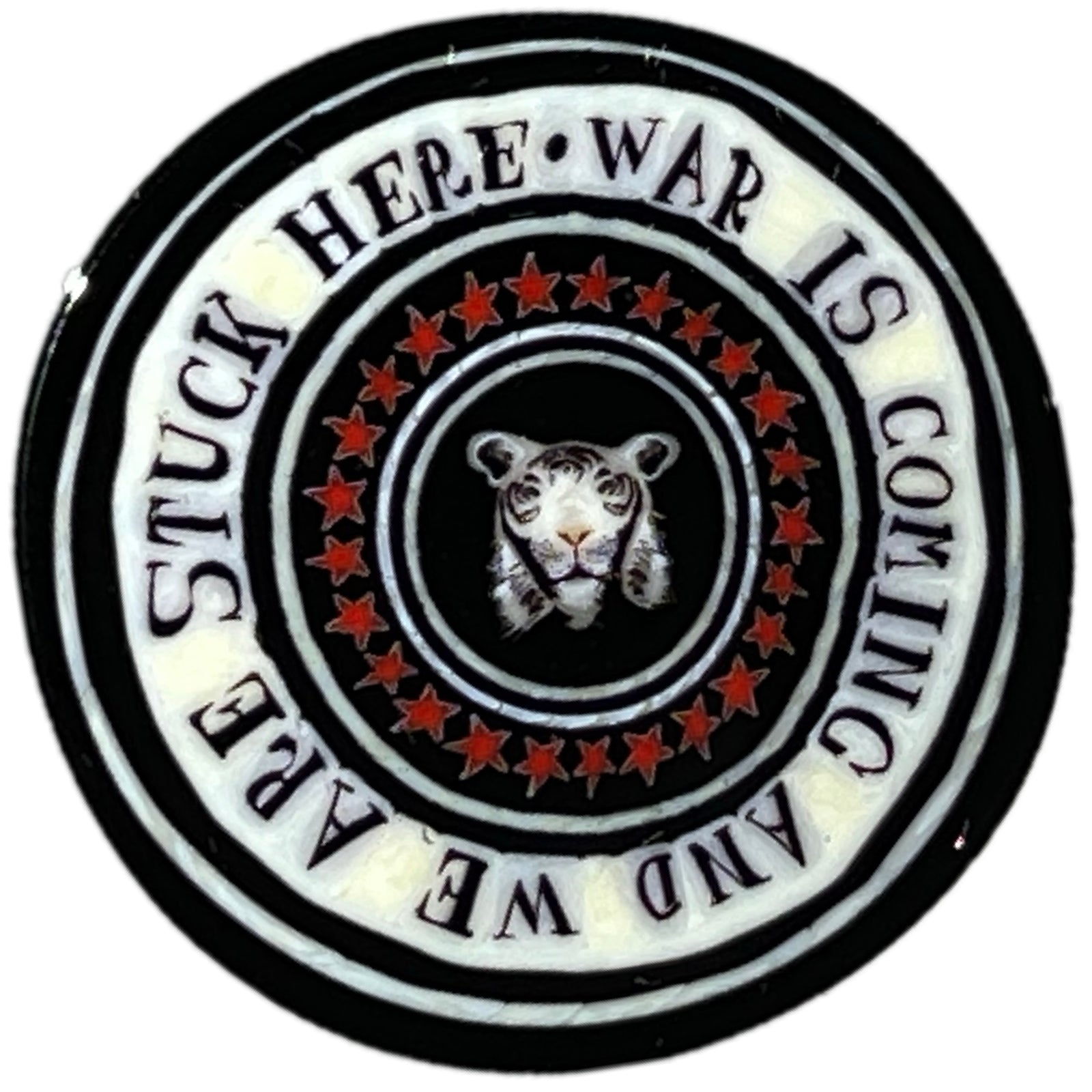 Mathieu Grodet 2021 Glass Art Murrina "War Is Coming and We Are Stuck Here" Quotation with White Tiger