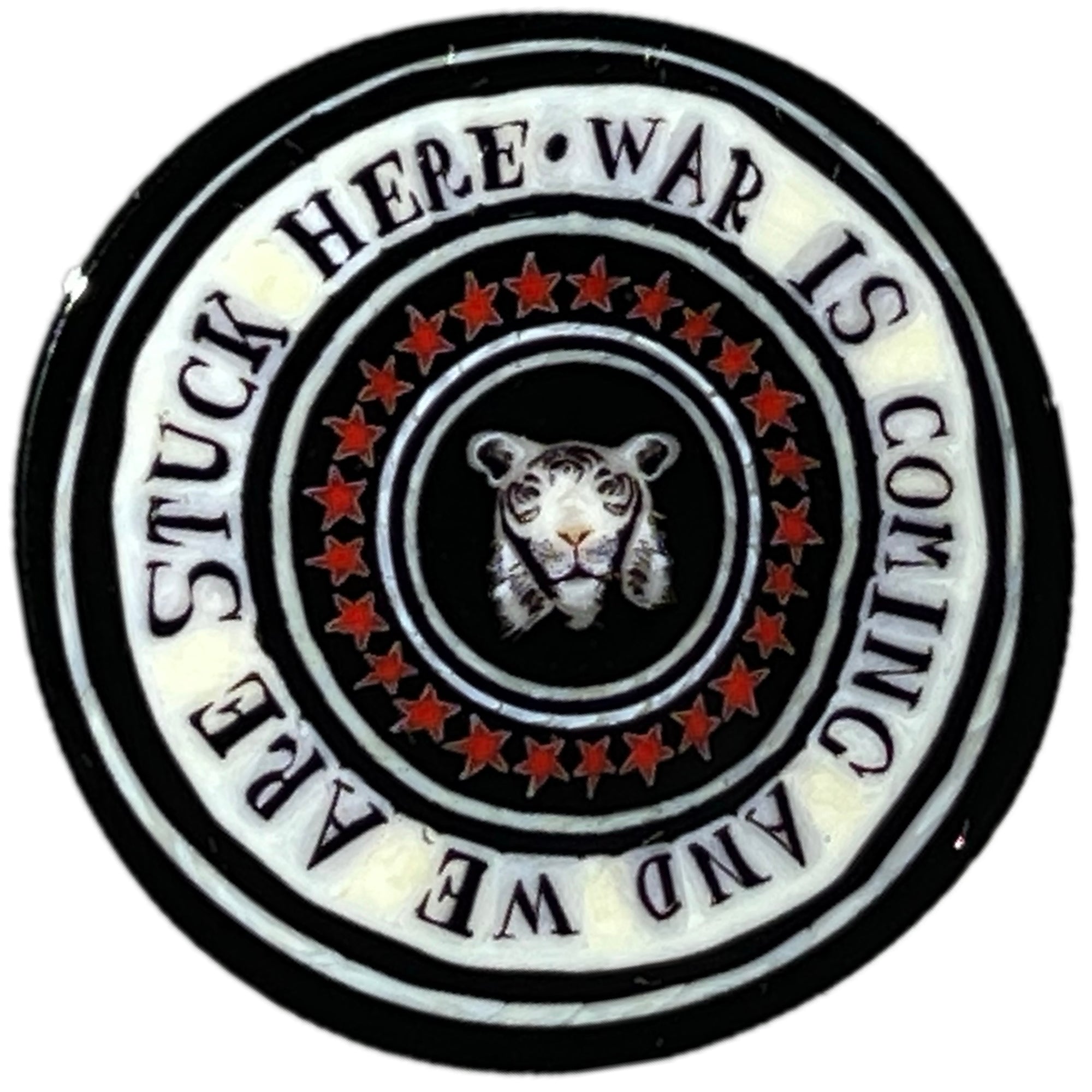 Mathieu Grodet 2021 Glass Art Murrina "War Is Coming and We Are Stuck Here" Quotation with White Tiger