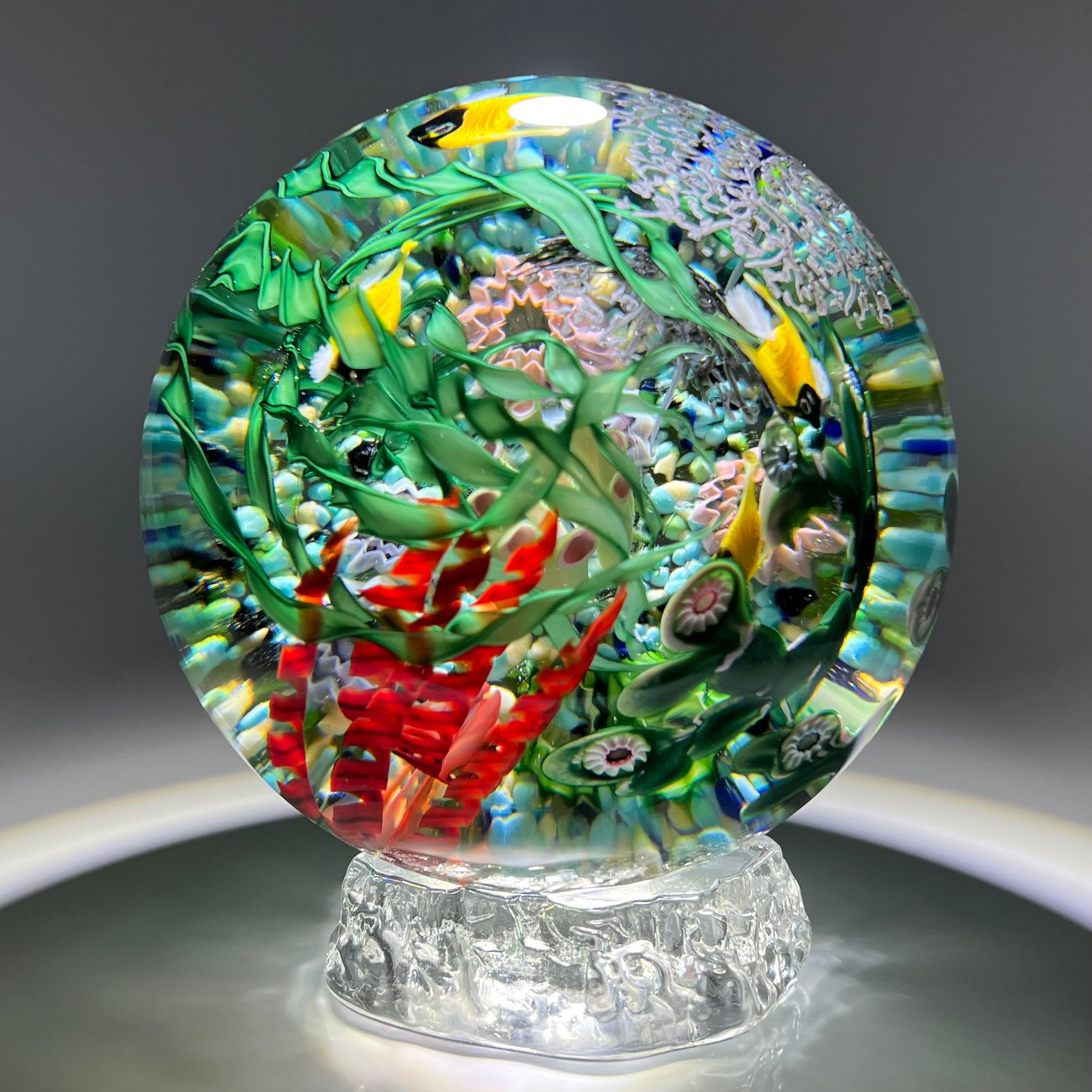 Steven Lundberg 1996 Huge Multilayered Torchwork Coral Reef Orb Glass