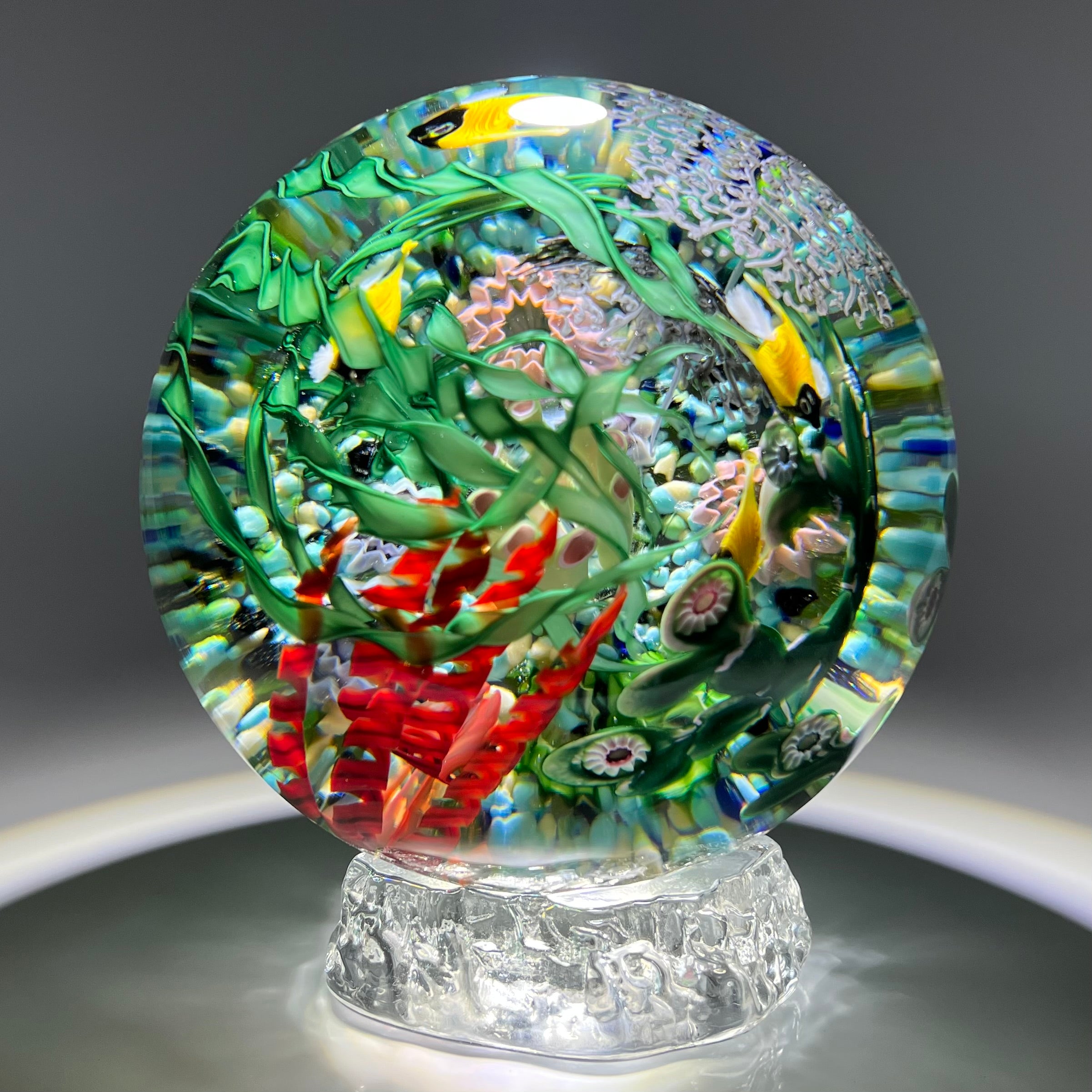 Steven Lundberg 1996 Huge Multilayered Torchwork Coral Reef Orb Glass