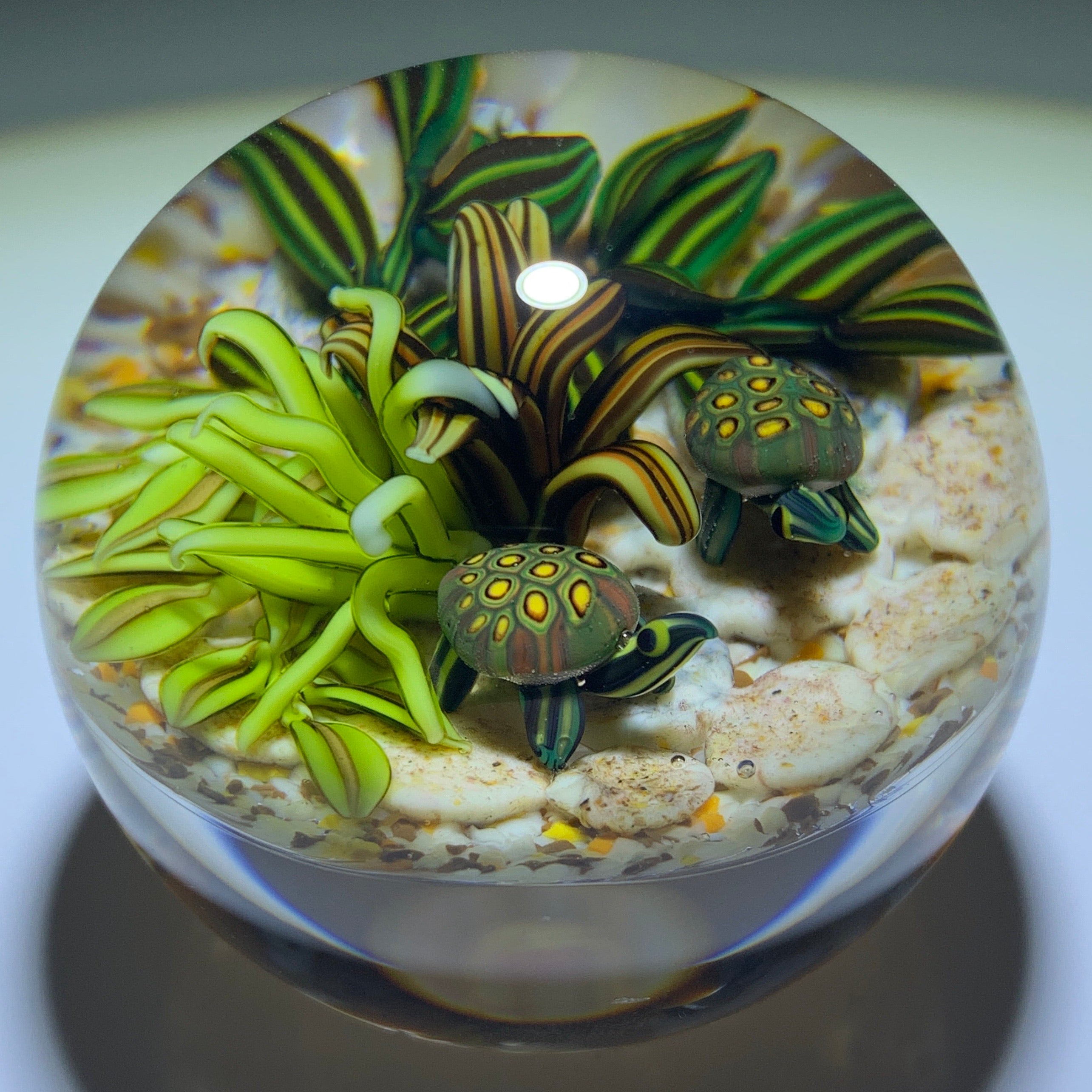 Cathy Richardson 2011 Miniature Flamework Turtles and Foliage