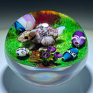 Ken Rosenfeld 2020 Flamework Bunny with Colorful Easter Eggs & Flowers