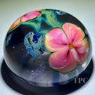 David Lotton 1978 Glass Art Paperweight Torchwork LE Pink "Dua Flora"