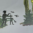 Large Alison Ruzsa 2021 Central Park in Early Winter Encapsulated Hand-painted Enamels Glass Art Sculpture