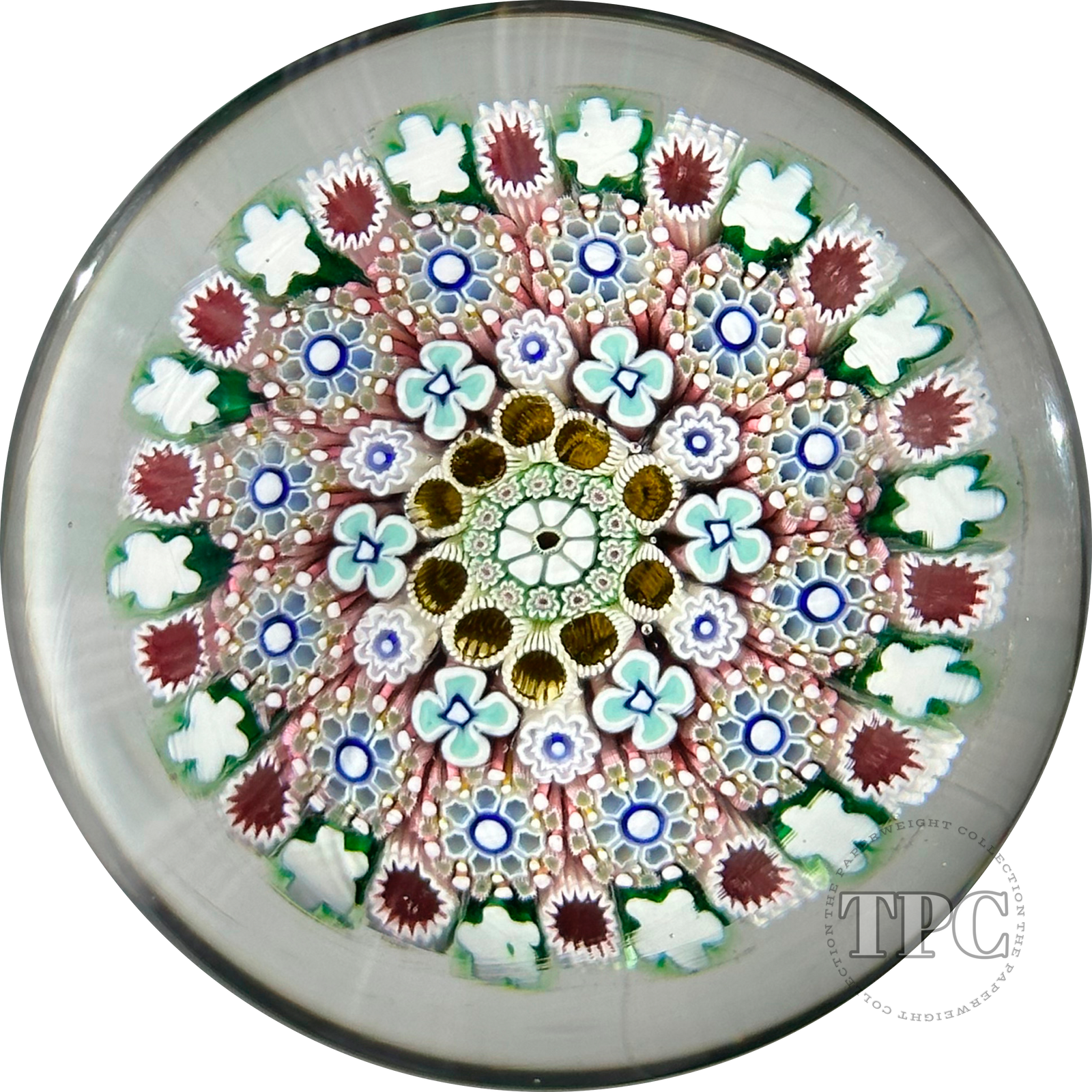 Damon MacNaught 2021 Glass Art Paperweight Complex Concentric Millefiori in Staves