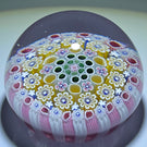 Damon MacNaught 2021 Pink and Yellow Close Concentric Millefiori Glass Art Paperweight