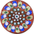 Vintage Strathearn Glass art Paperweight Concentric Millefiori on Red